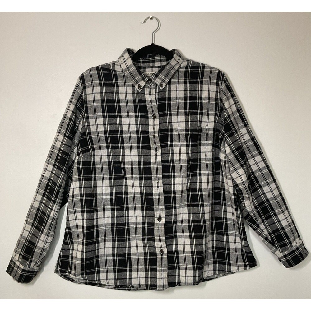 LL Bean Women’s Scotch Plaid Flannel Shirt Relaxed Size 1X